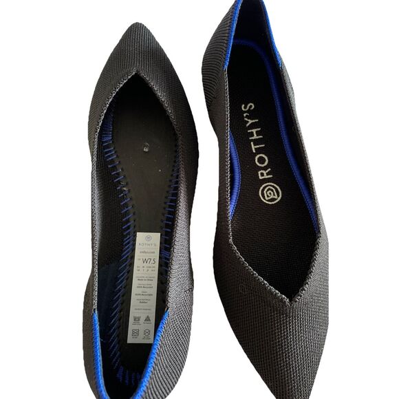 New Rothy’s Women’s The Point Flats In Black Solid Size 7.5W - Picture 4 of 5